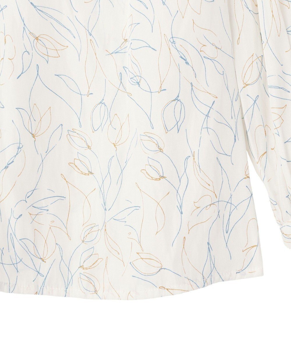 YECCA VECCA ラインフラワー柄ギャザーブラウス 