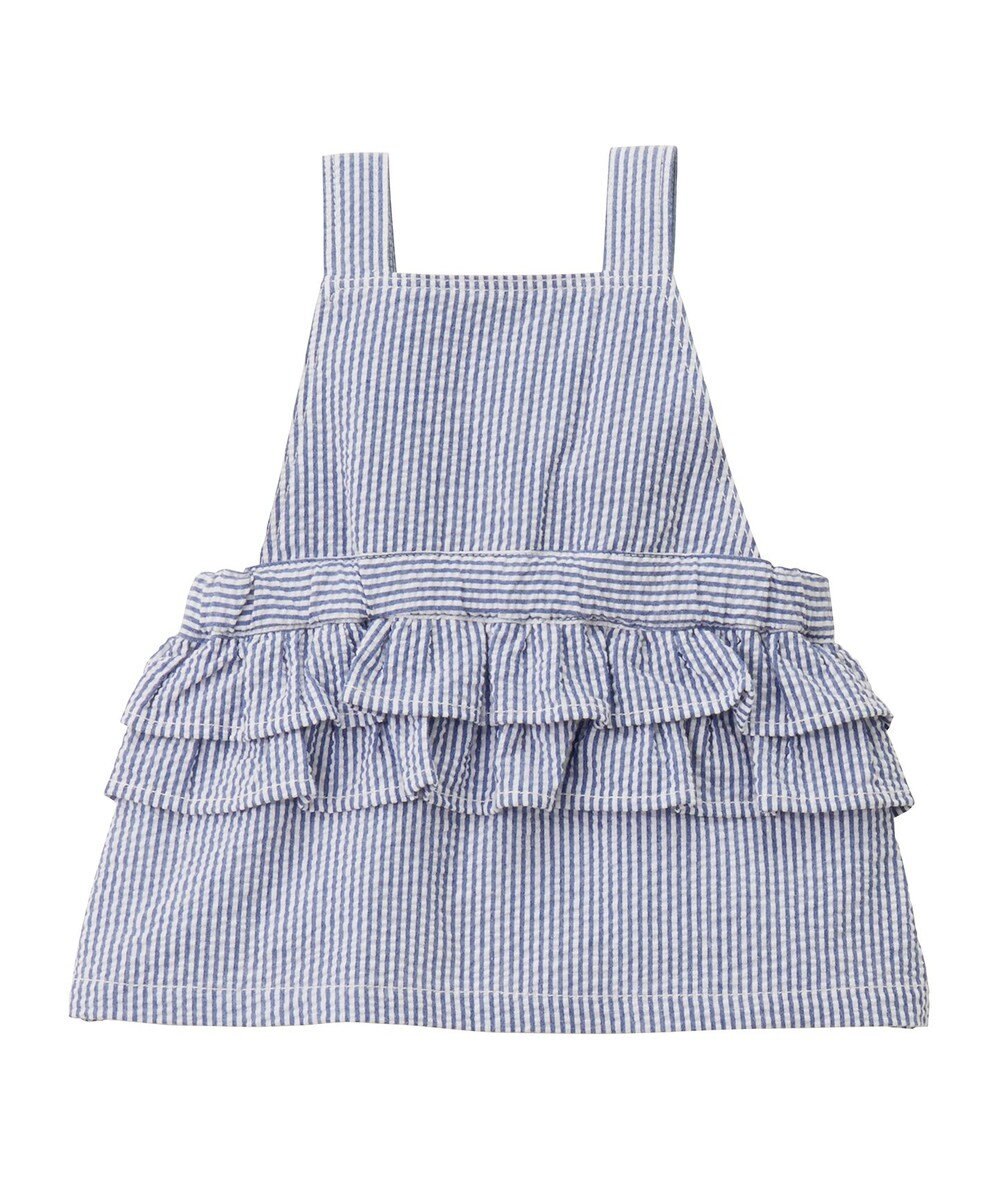 MIKI HOUSE HOT BISCUITS ストライプ柄 ジャンパースカート＆ワンポイント半袖Tシャツギフトセット【BOX付き】 