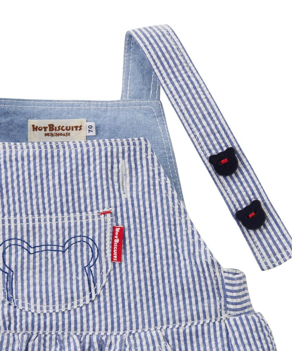 MIKI HOUSE HOT BISCUITS ストライプ柄 ジャンパースカート＆ワンポイント半袖Tシャツギフトセット【BOX付き】 