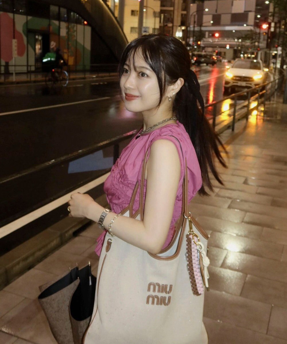 Green Parks シャーリングデザインコルセット風ブラウス 