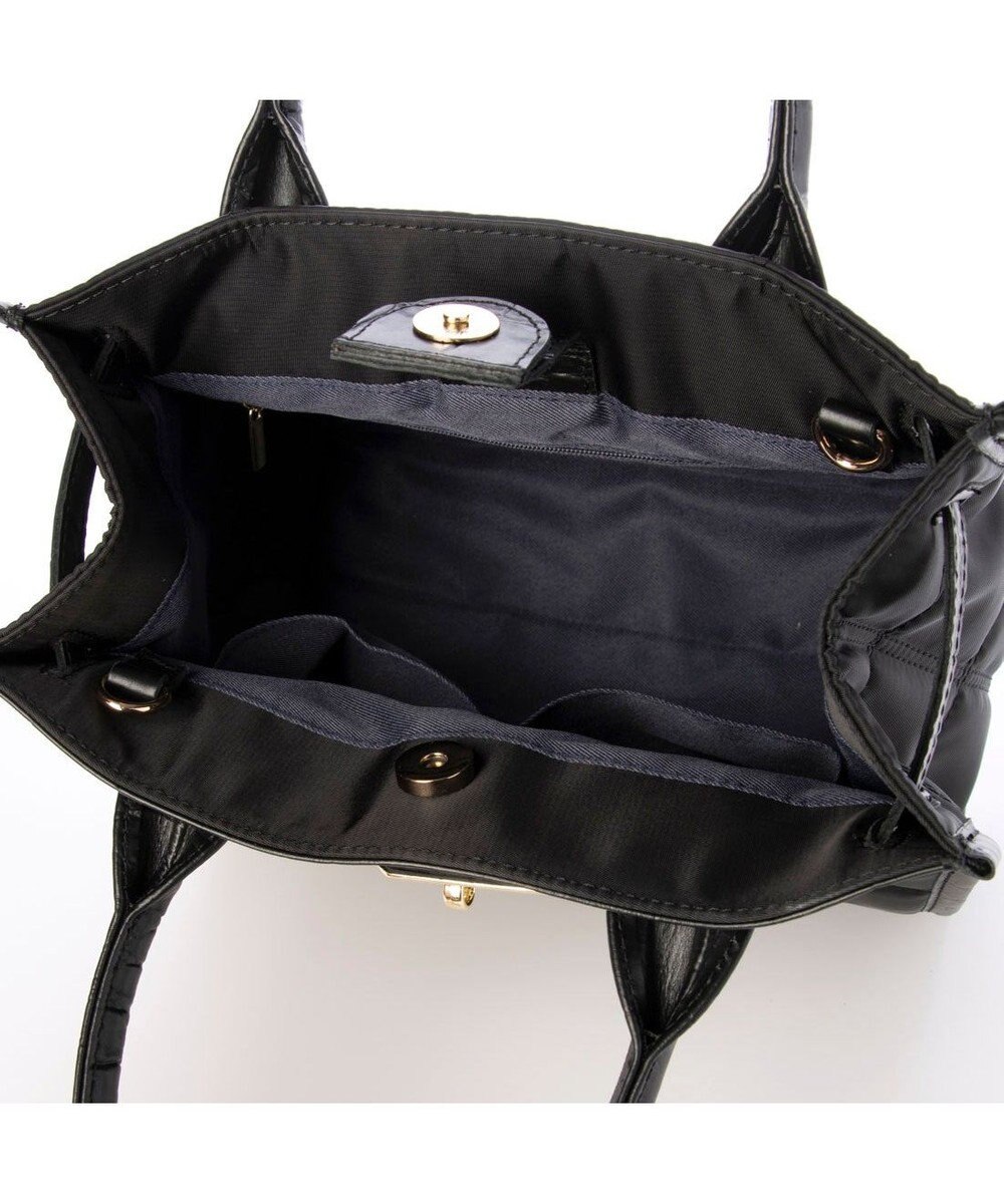 UNBILLION ペルケ perche / ナイロンキルト×クロコ型押し牛革2wayトートバッグS 