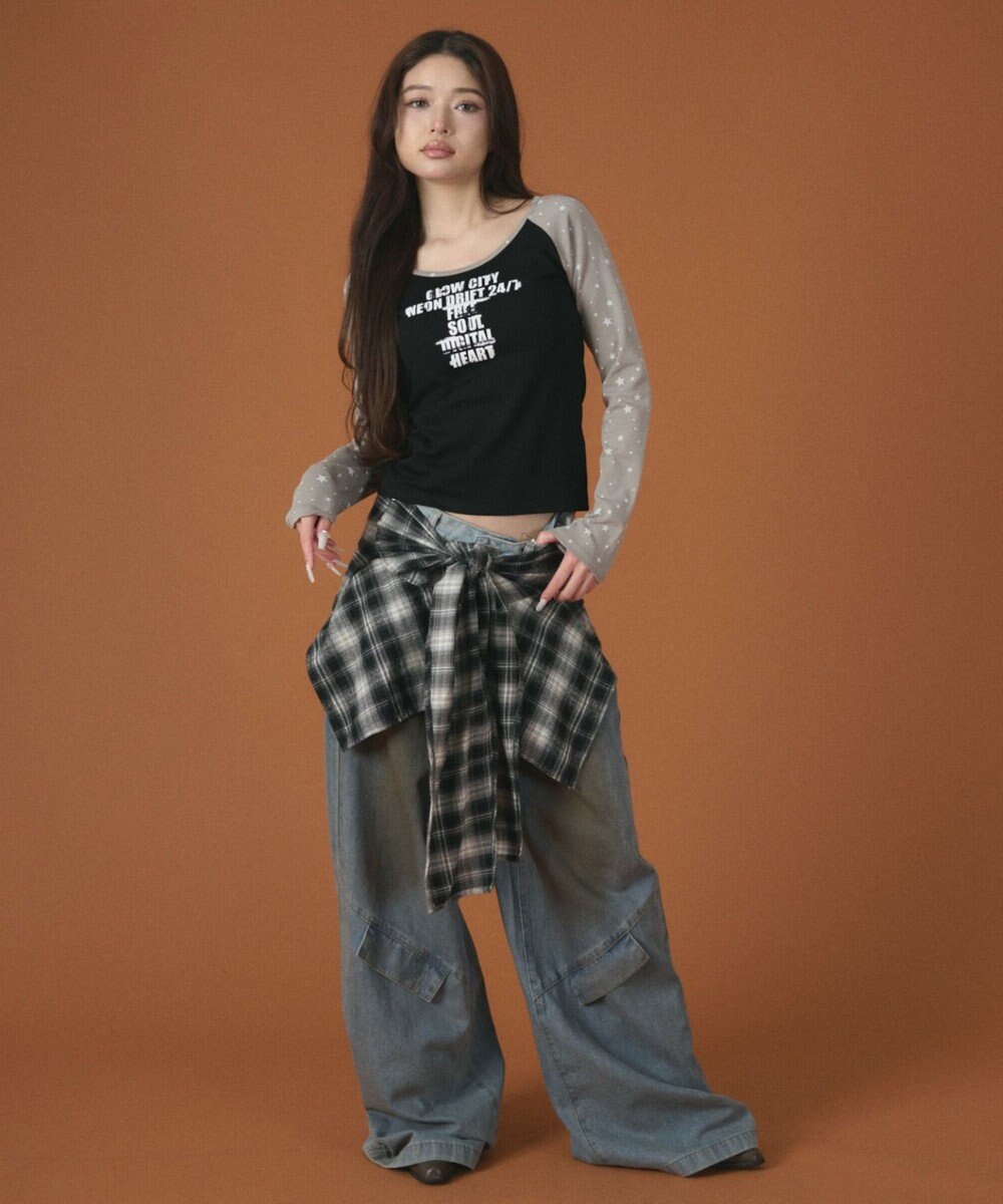 WEGO ウエストクロスワイドデニム 