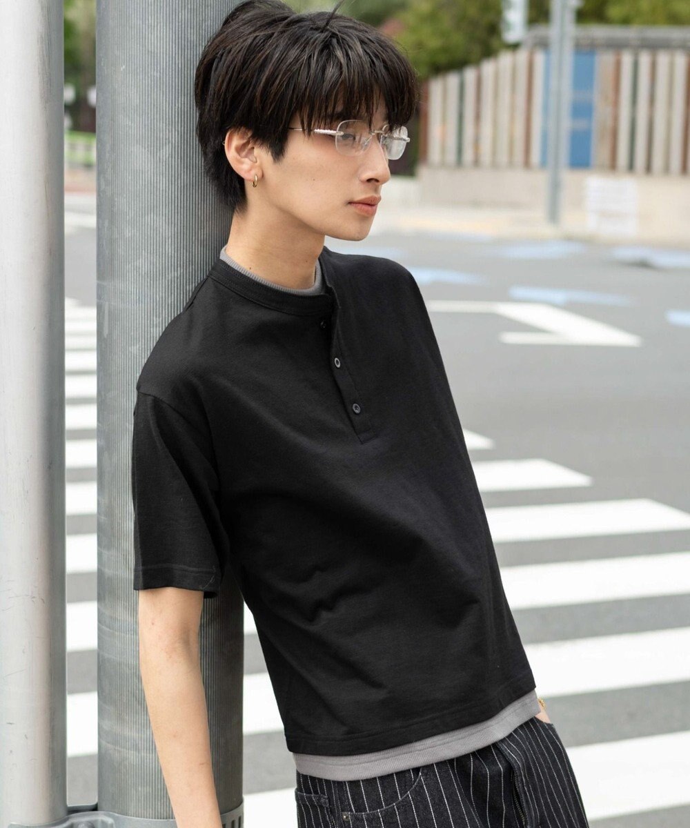 WEGO 【ユニセックス着用ITEM/MLサイズ展開】フェイクレイヤードヘンリーネックT（SS） 