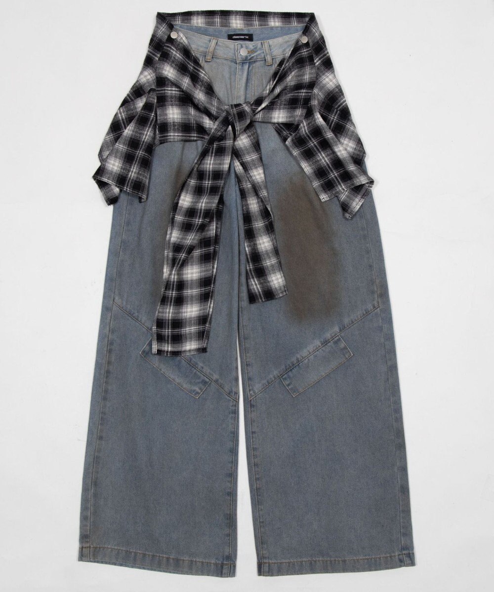 WEGO ウエストクロスワイドデニム 