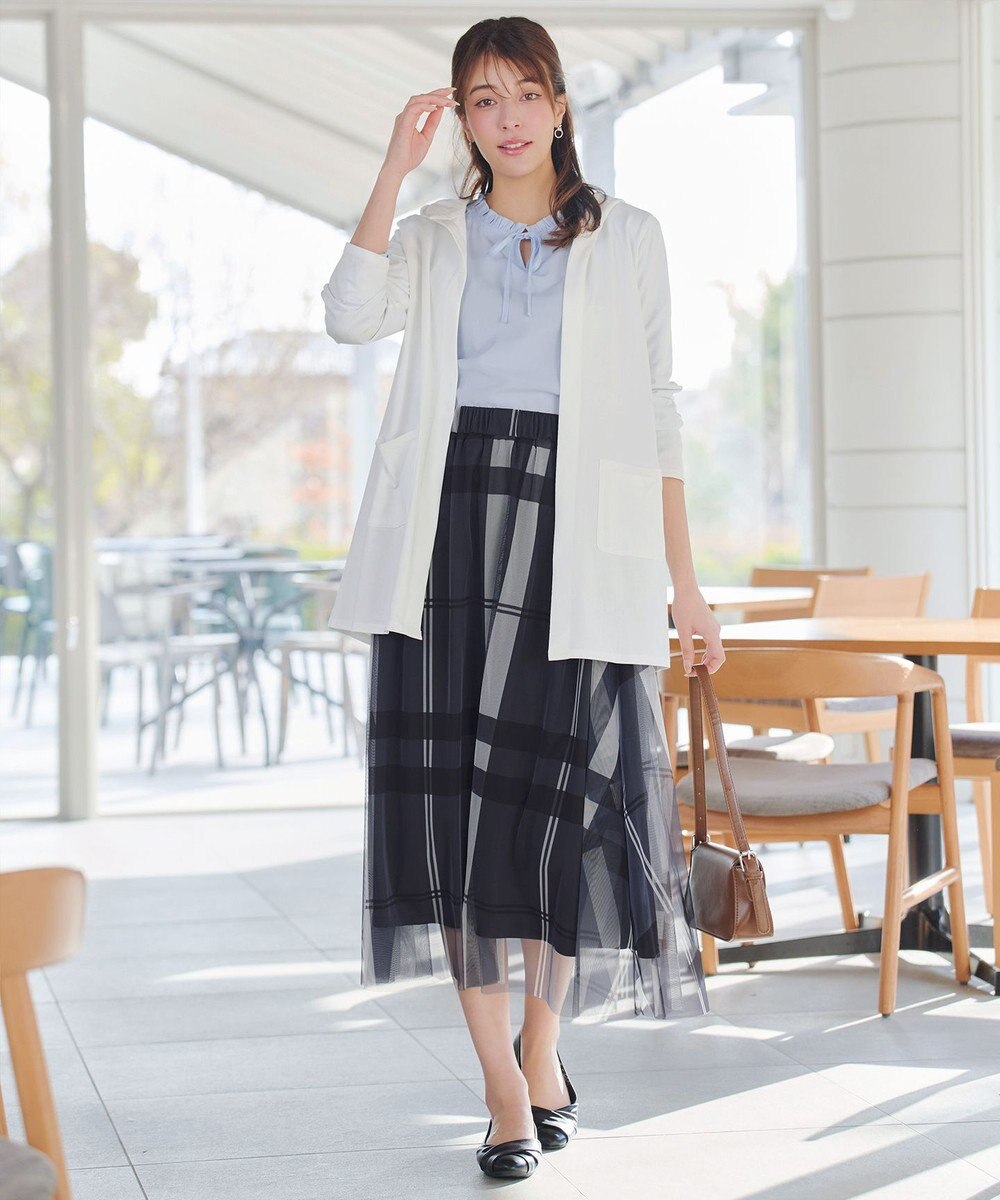 Tiaclasse L チュールレースチェックスカート 