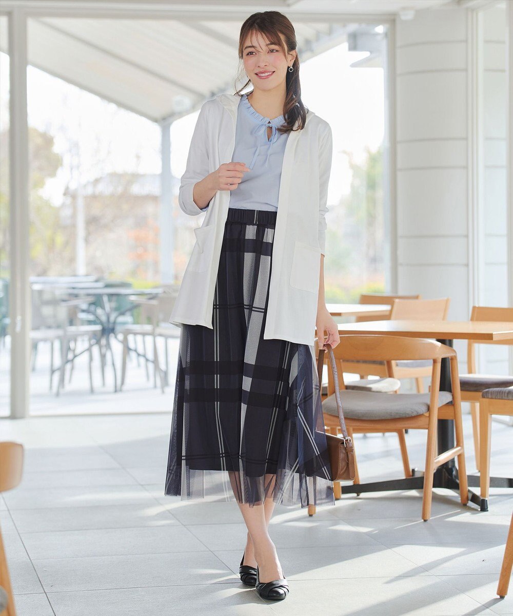 Tiaclasse L チュールレースチェックスカート 