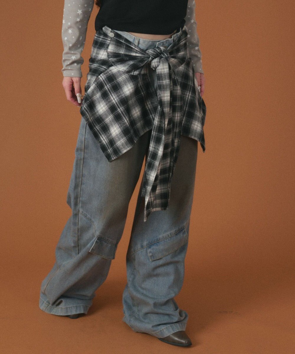 WEGO ウエストクロスワイドデニム 