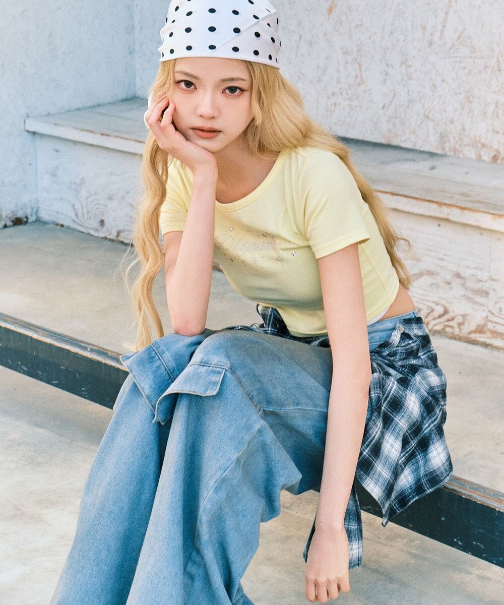 WEGO ウエストクロスワイドデニム 