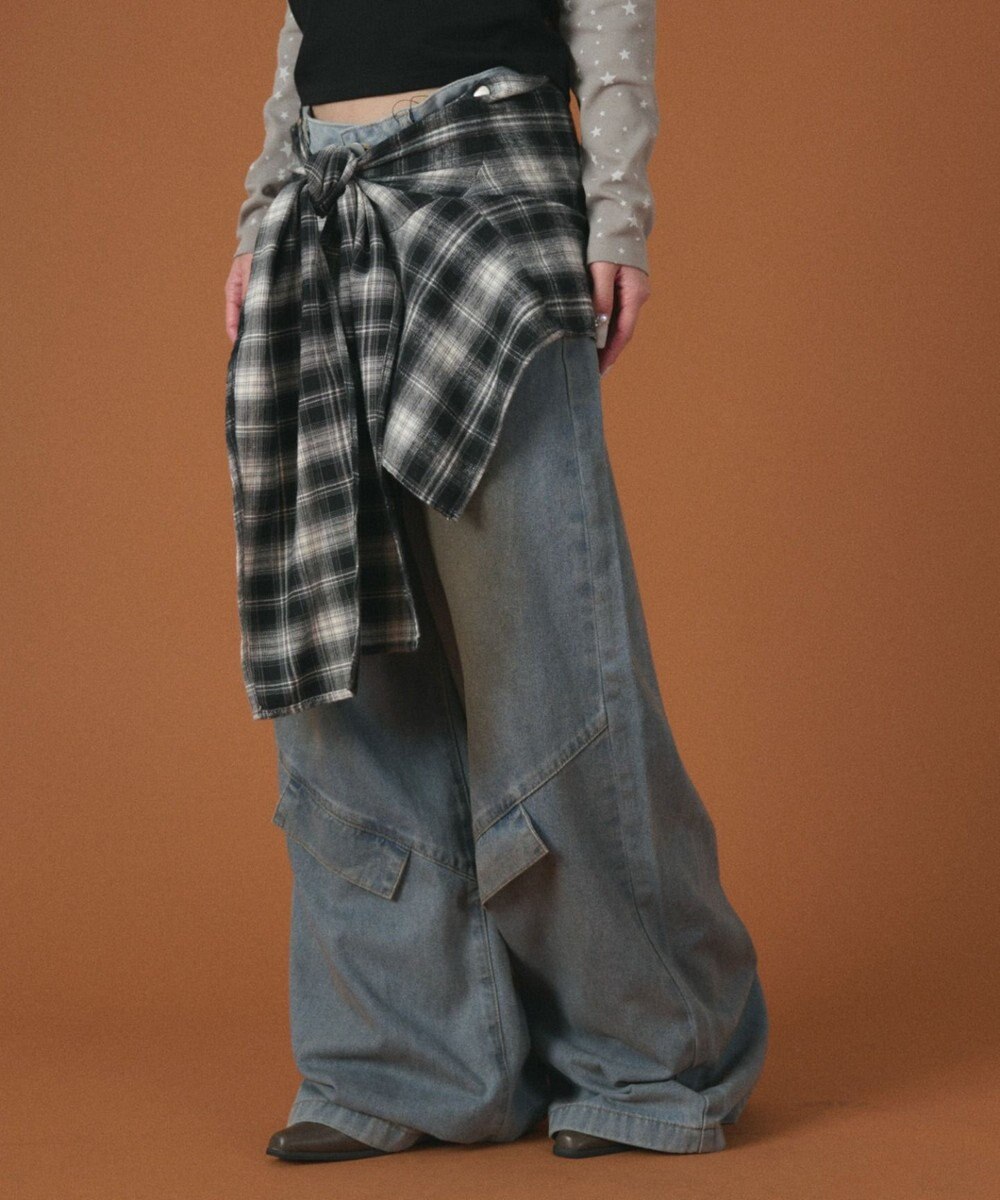 WEGO ウエストクロスワイドデニム 