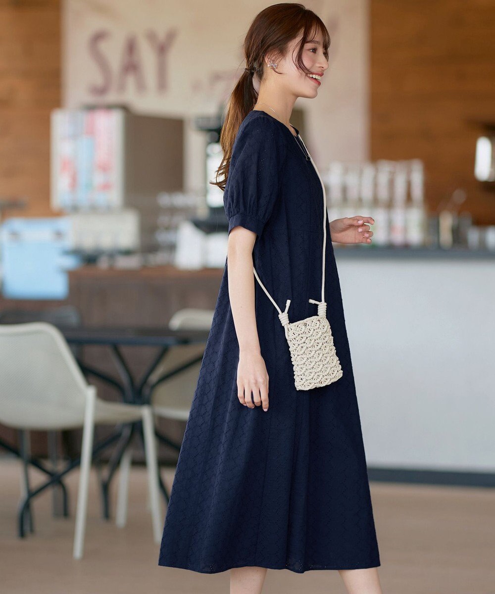 Tiaclasse L 【洗える】パンチングレースAラインワンピース 