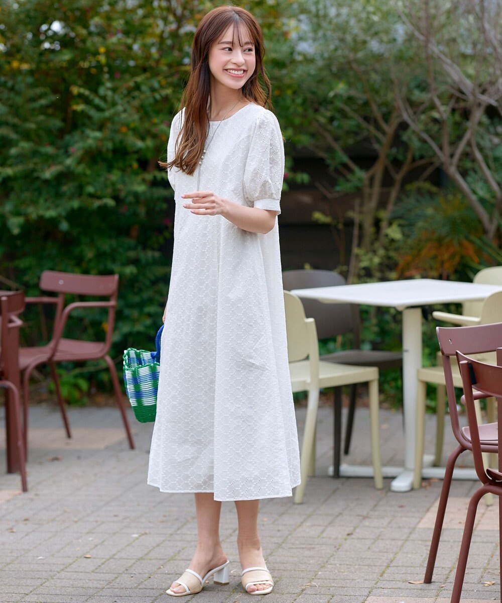Tiaclasse L 【洗える】パンチングレースAラインワンピース 