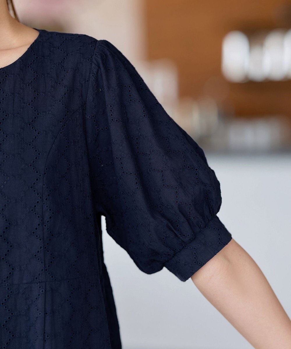 Tiaclasse L 【洗える】パンチングレースAラインワンピース 