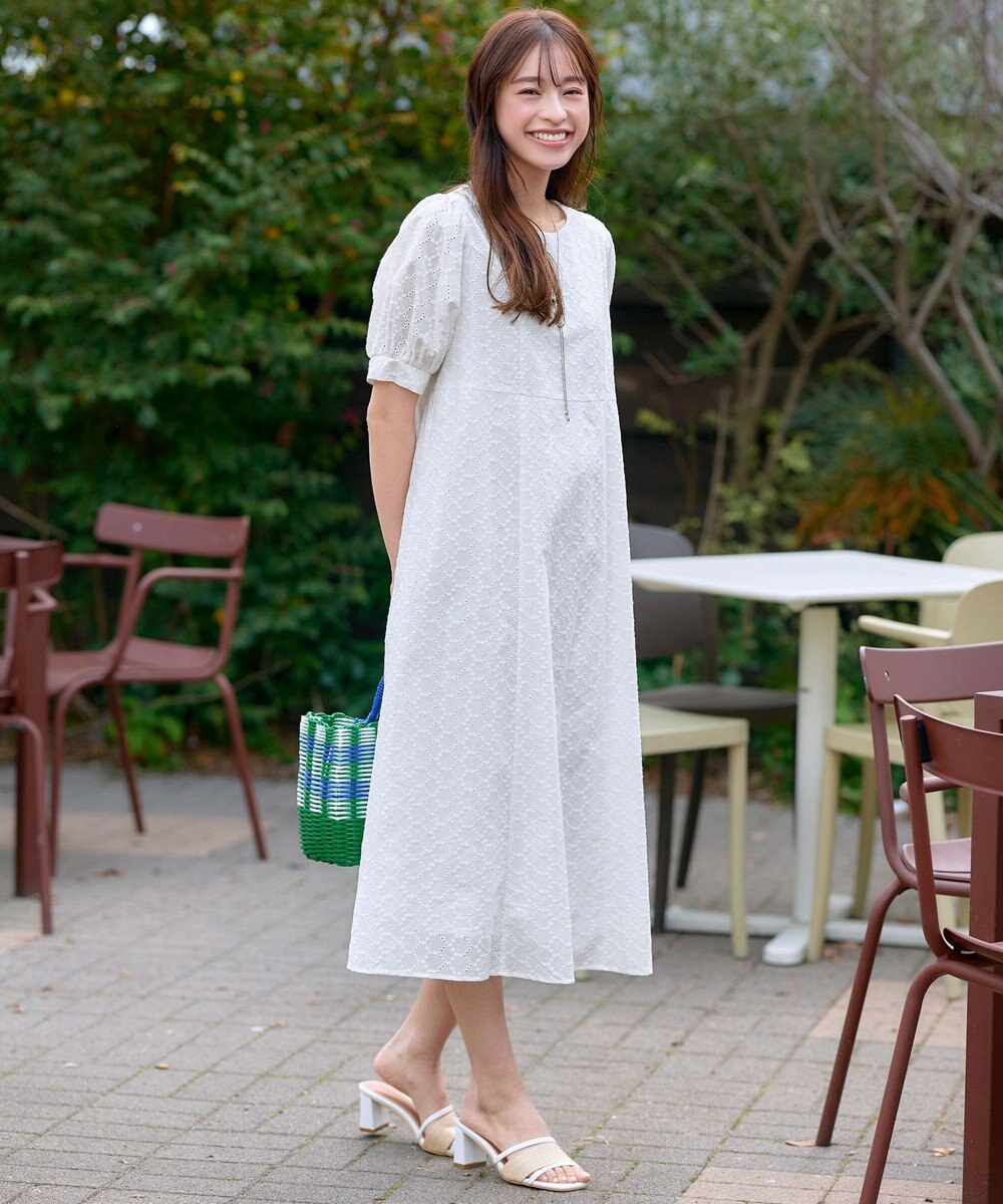 Tiaclasse L 【洗える】パンチングレースAラインワンピース 