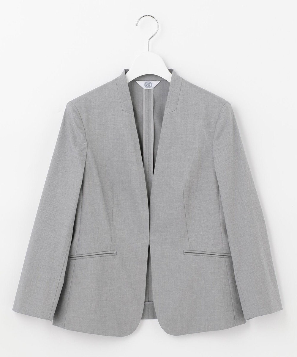 J.PRESS LADIES 【洗える・撥水・防汚】コットンFITTYシャーク ノーカラー ジャケット 