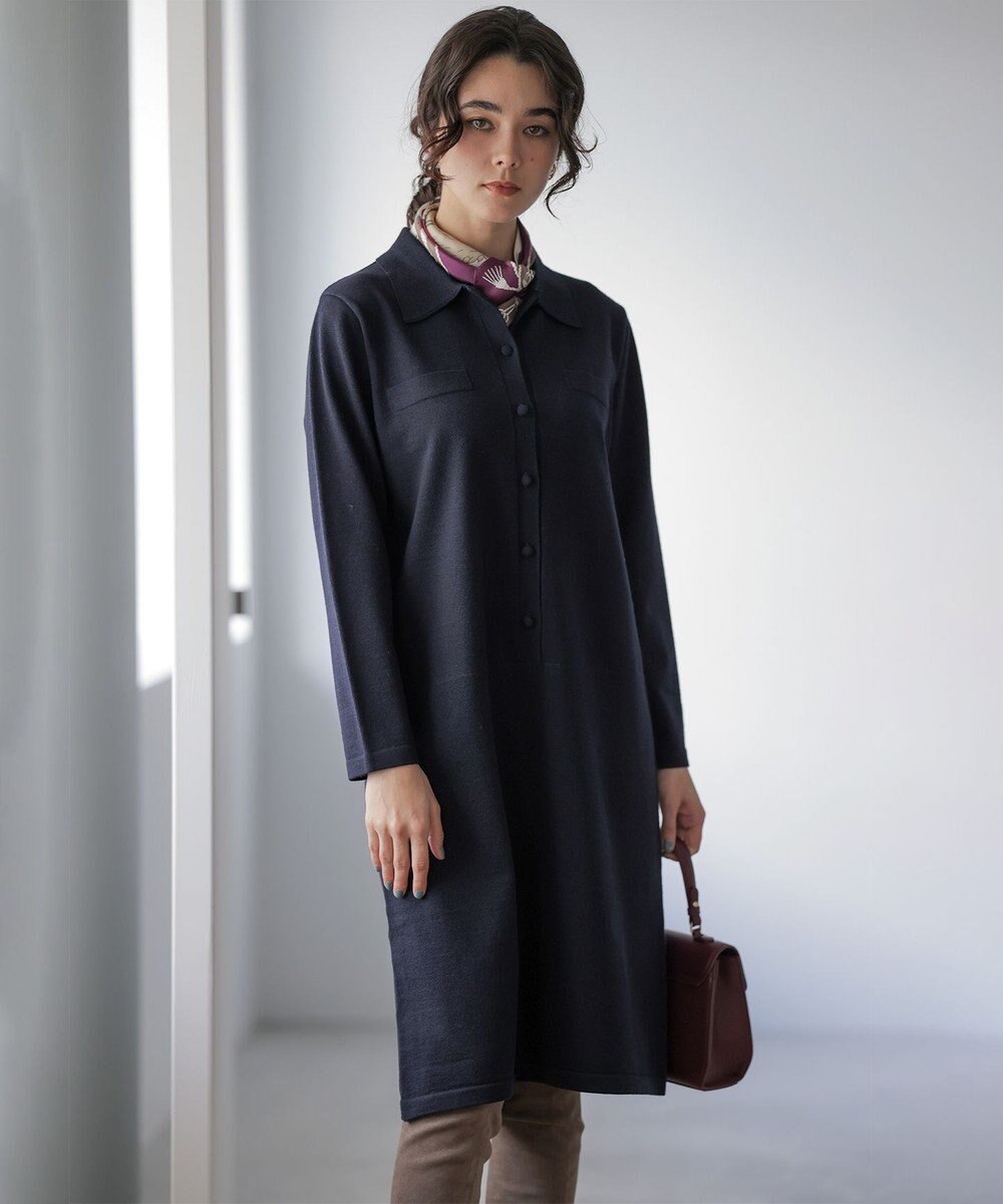 組曲 ニット襟トロンプルイユ ワンピース 