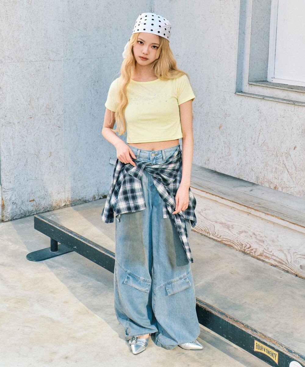 WEGO ウエストクロスワイドデニム 