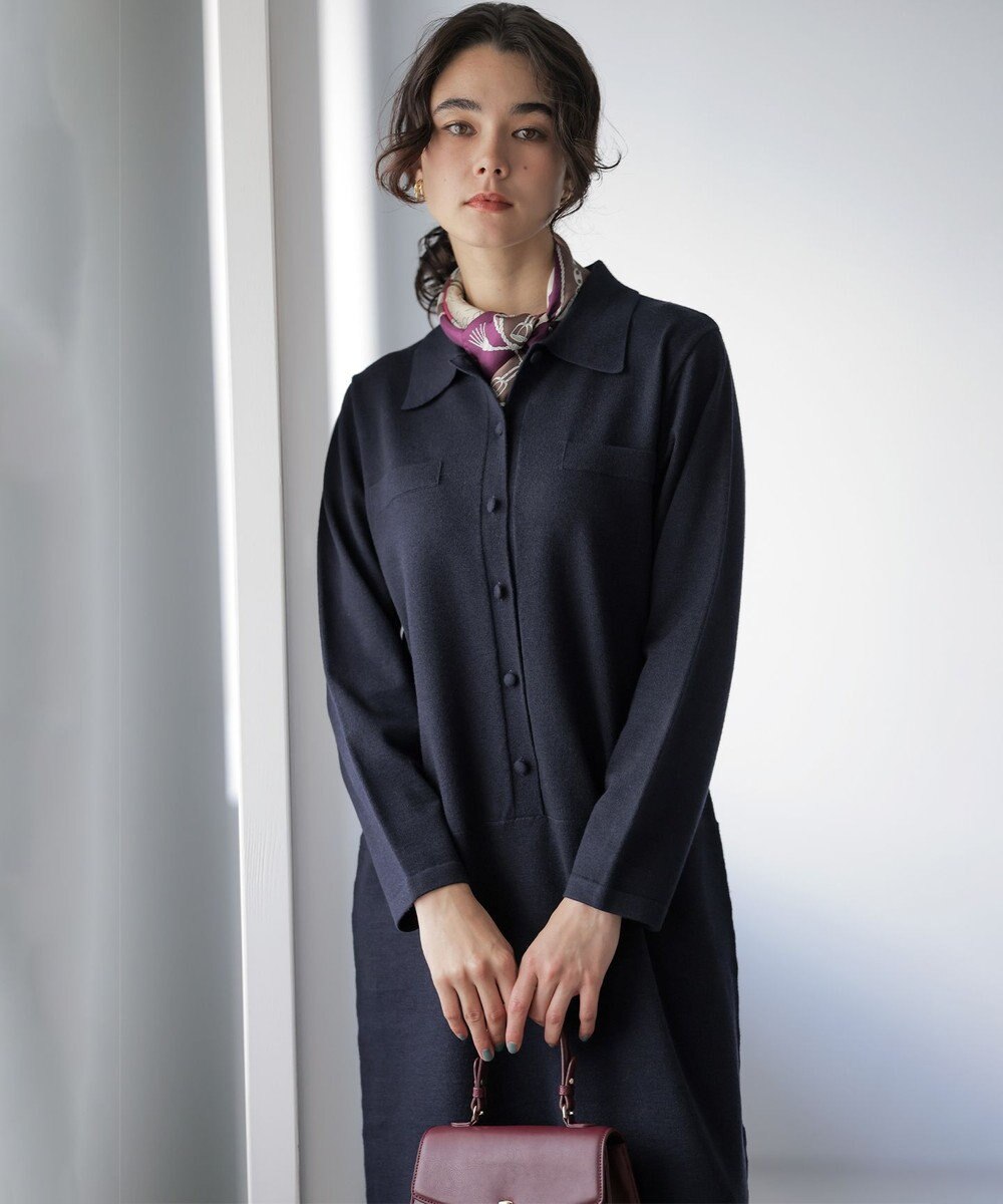 組曲 ニット襟トロンプルイユ ワンピース 