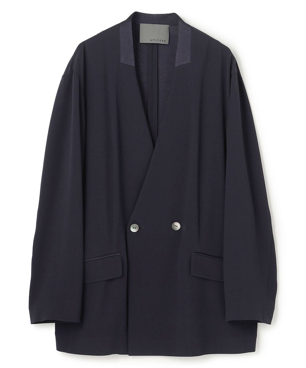 uncrave バックサテンジョーゼット ノーカラージャケット 