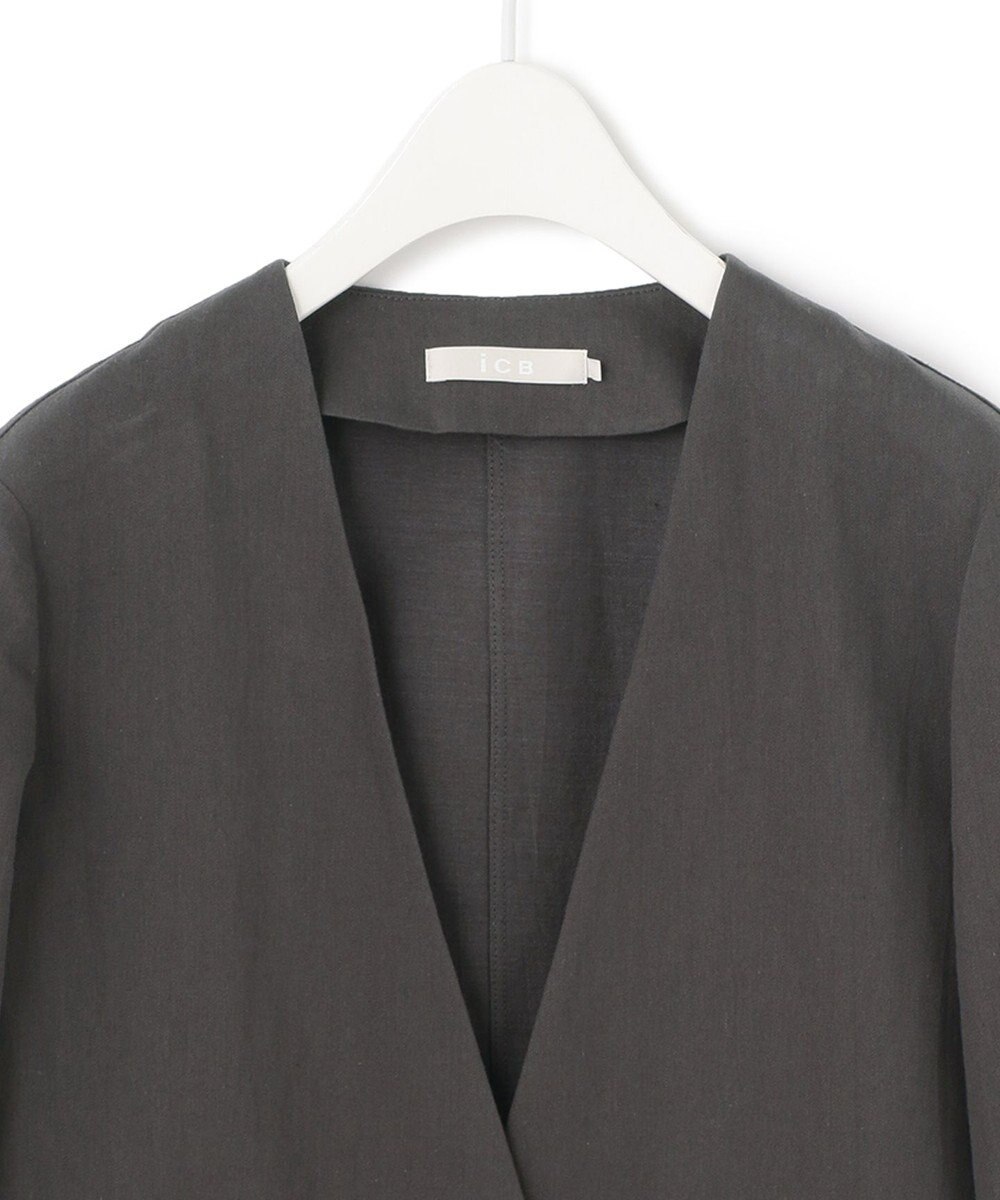 ICB 【吸水速乾機能付き】ペーパーコットンリネンツイル　ノーカラージャケット 