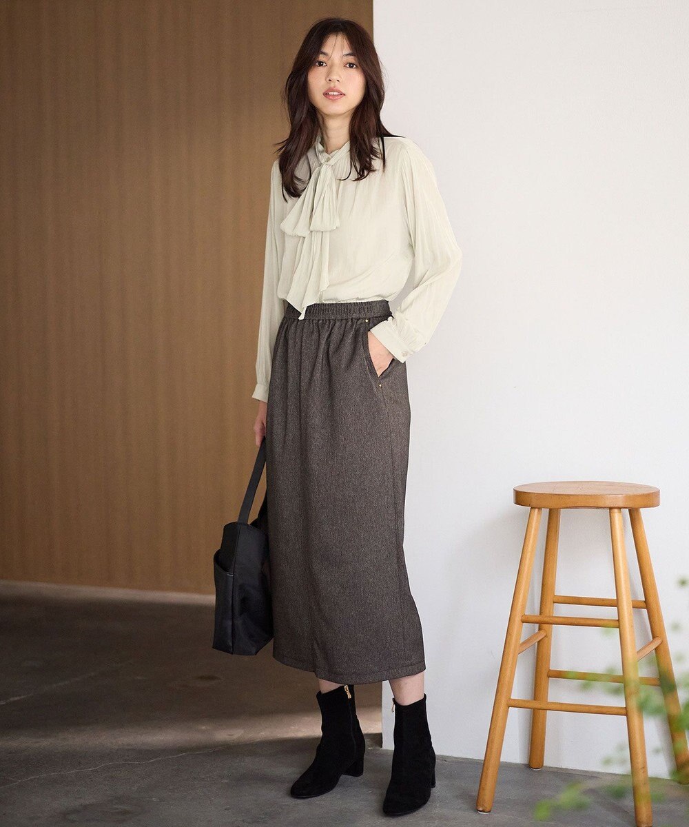 ANY 【ウエストゴム】クラシカルツイードタイトスカート 