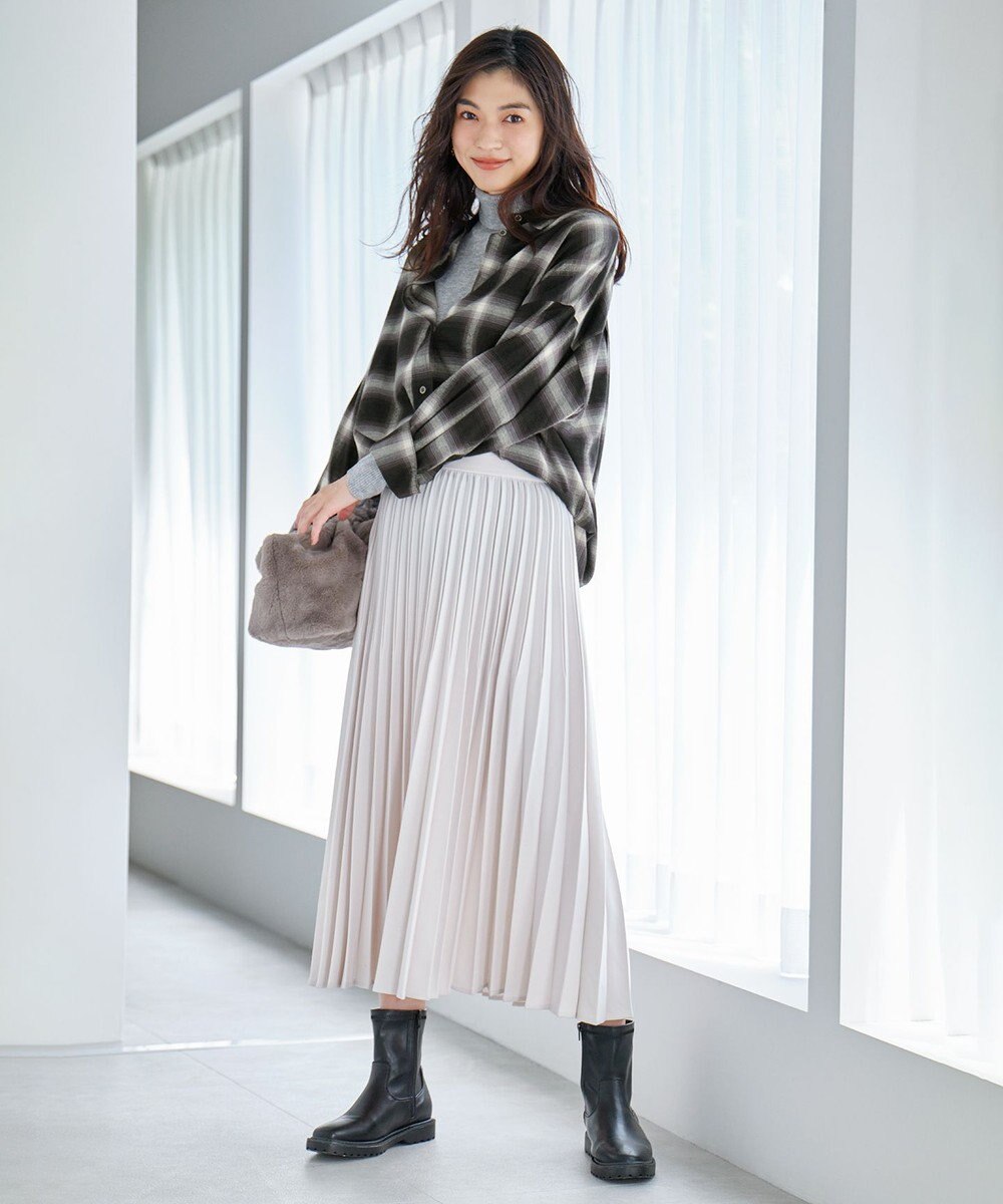 ANY 【10色展開/ウエストゴム】ウーリッシュフラノ プリーツスカート 