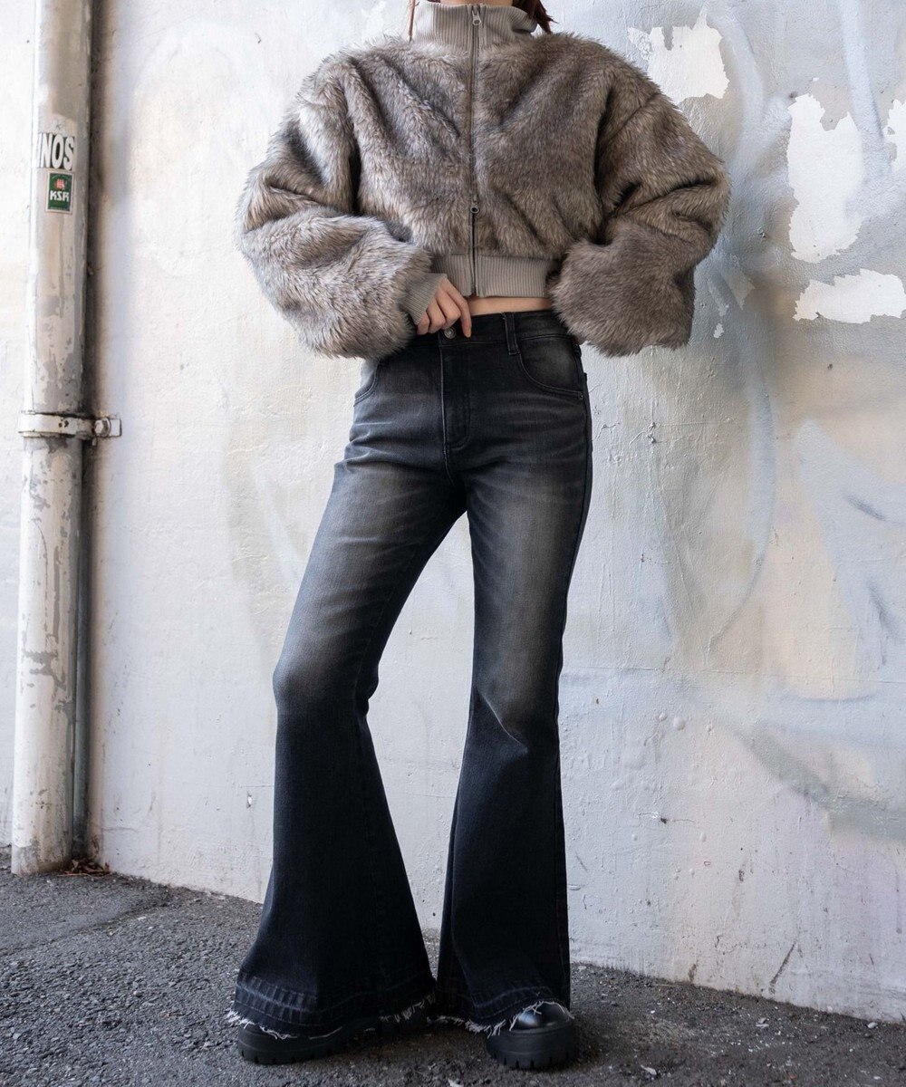 WEGO ローライズスーパーフレアデニムパンツ 