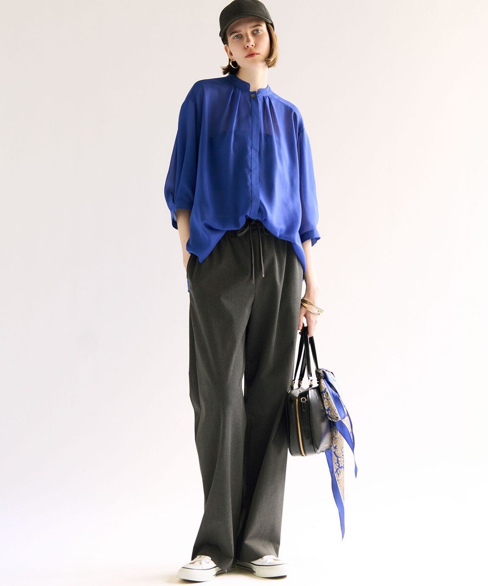 23区 【洗える】シアービエラ タックデザイン ブラウス 