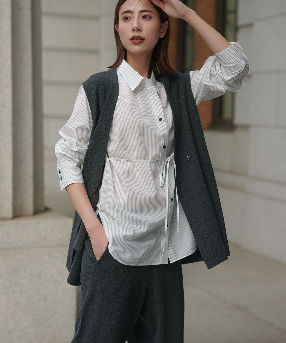 23区 【洗える/吊り干しOK】ヴィスコースストレッチ ニットベスト 