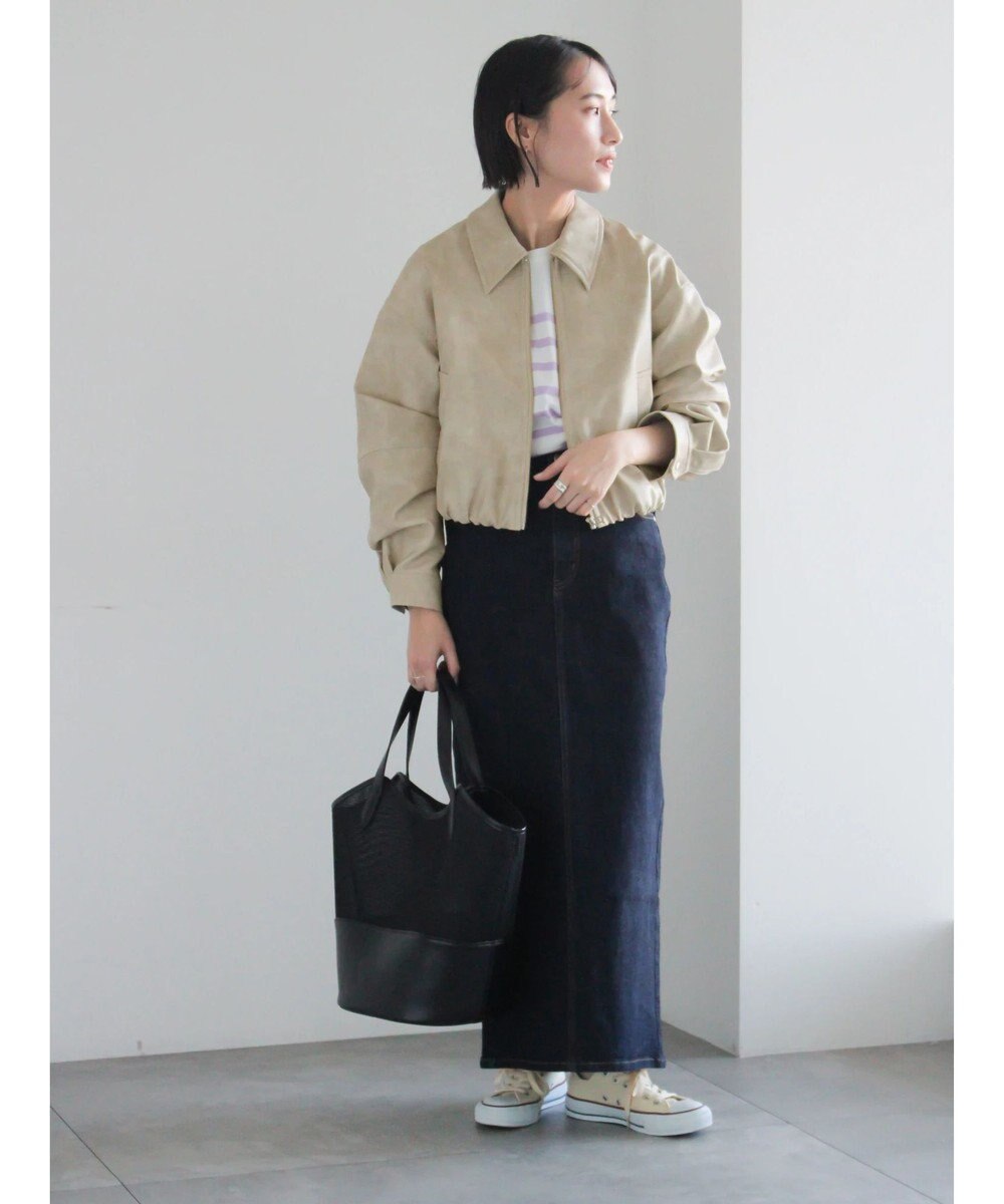 Te chichi フェイクレザークロップドブルゾン 