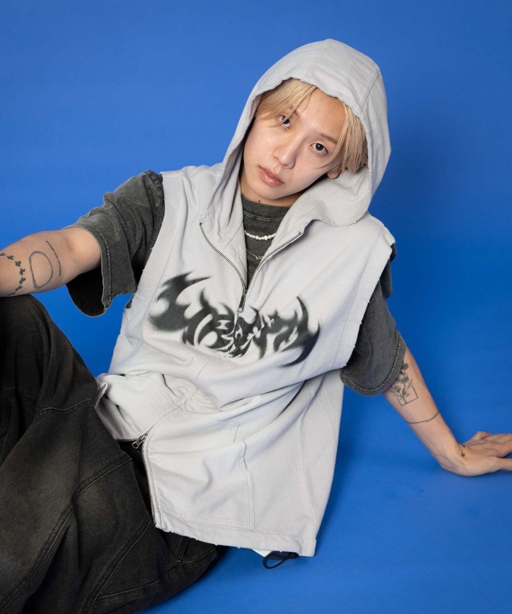 WEGO ノースリーブグラフィックZIPパーカー 