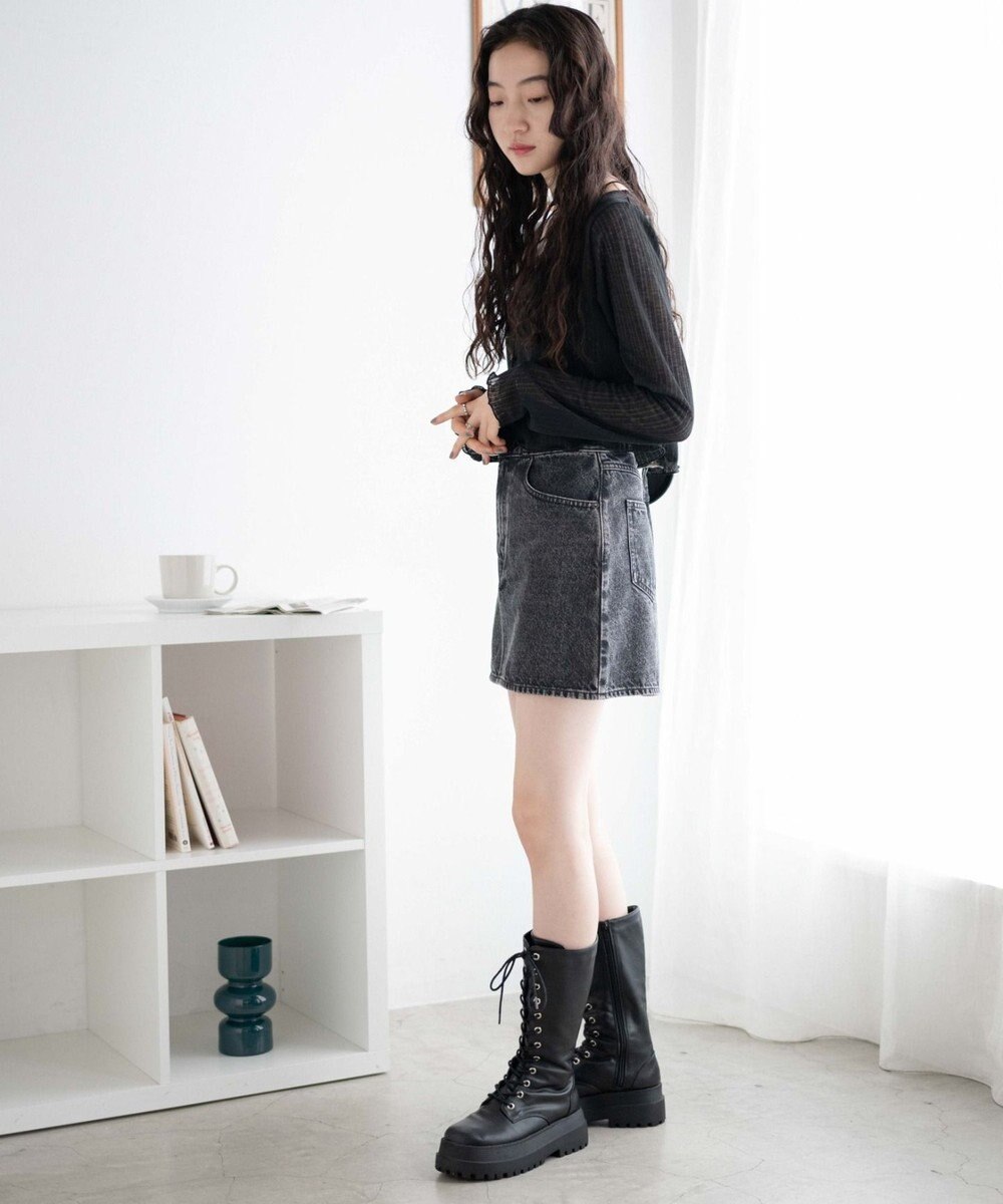 WEGO デニム台形ミニスカート 