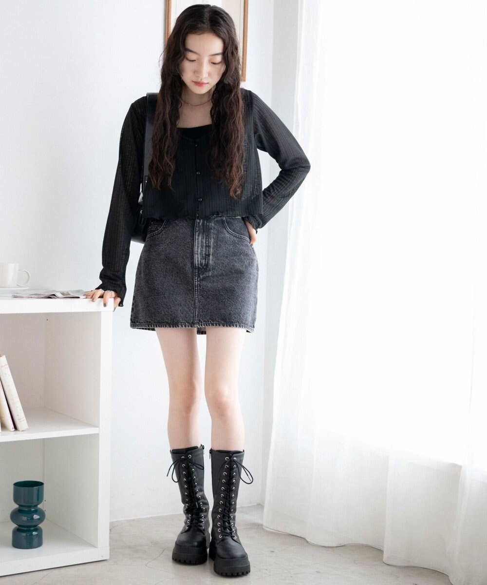 WEGO デニム台形ミニスカート 