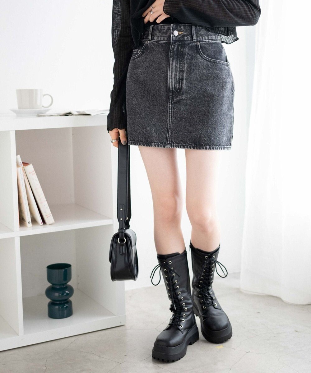 WEGO デニム台形ミニスカート 