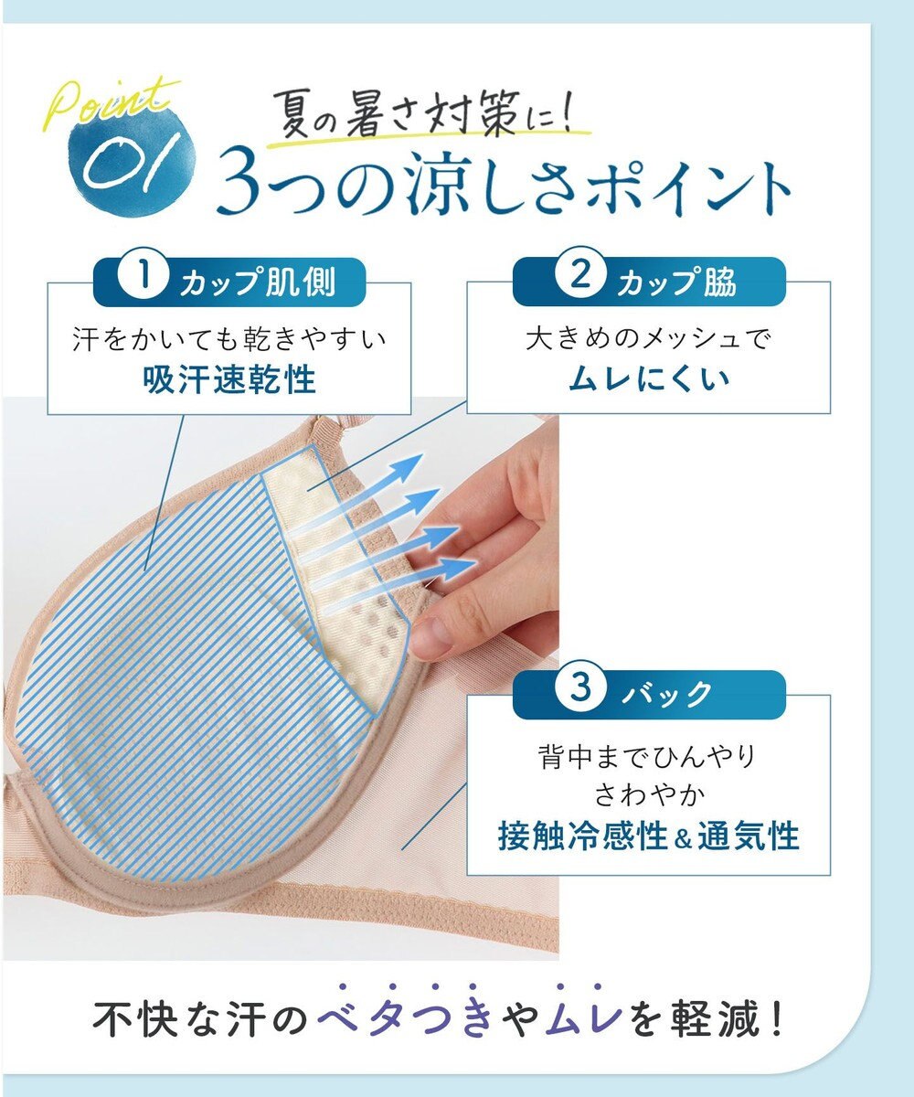 Wing ブラジャー 汗のベタつきや不快感を軽減 軽やかなつけごこち 背中すっきり 【夏のうすかるブラ】 春 夏 KB2873 ウイング／ワコール 