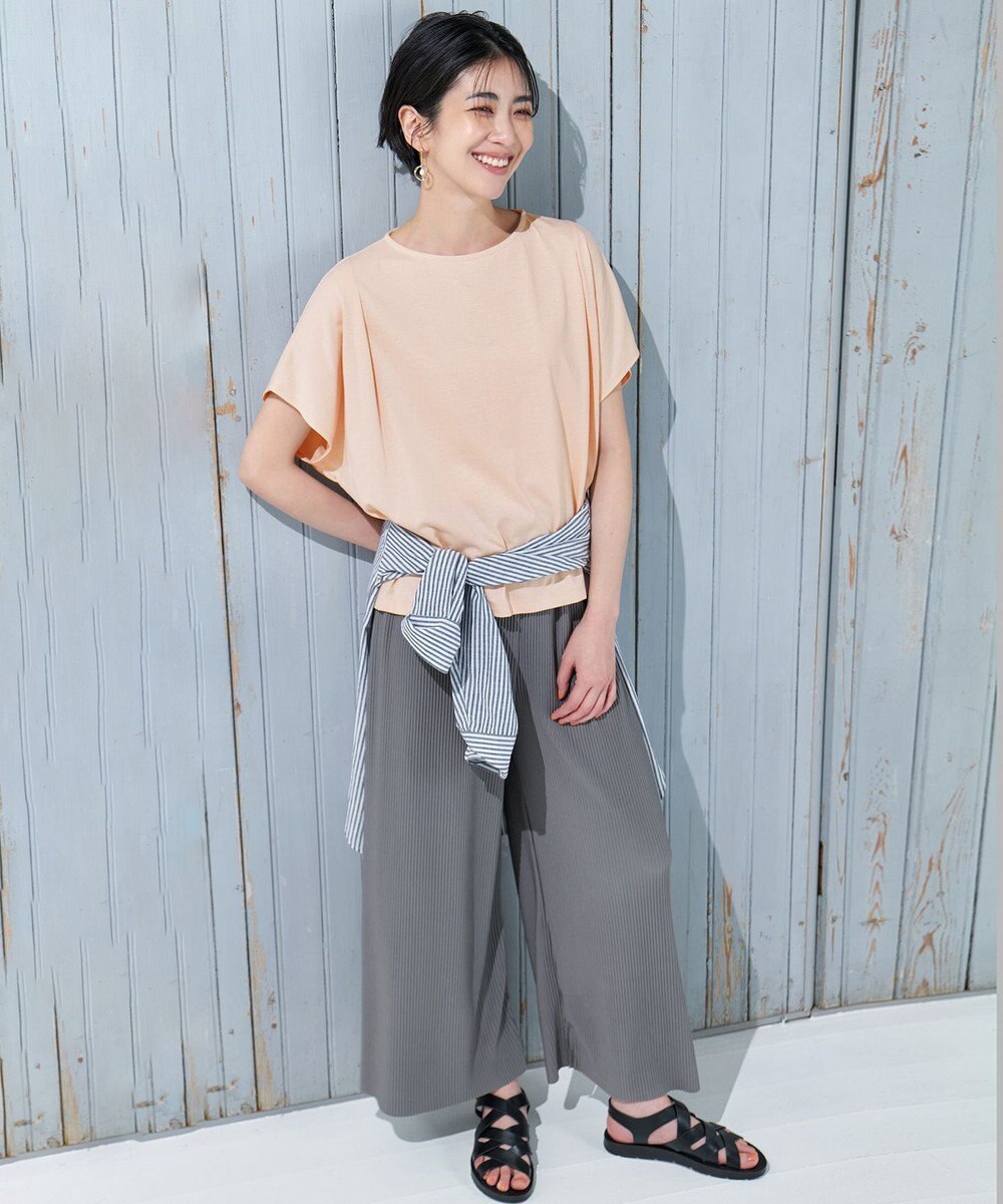 ANY L 【洗濯機可/UVケア/接触冷感】フレンチスリーブロゴ・カラーTシャツ 