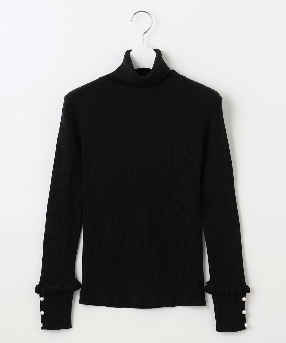 Feroux パールボタン リブタートル ニット 