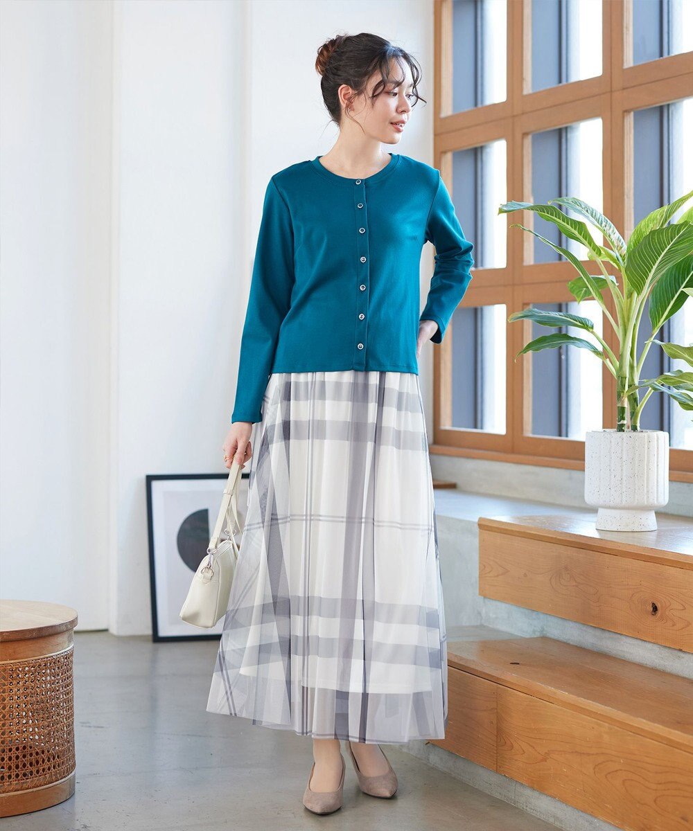 Tiaclasse L チュールレースチェックスカート 