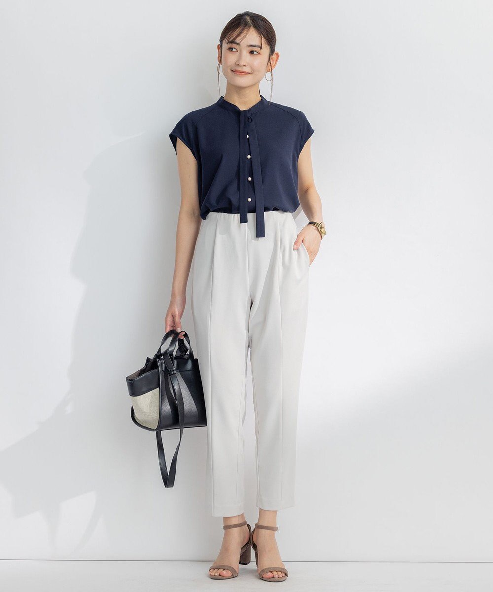 組曲 【洗える・イージーケア】シアーカルゼ ボウタイ ブラウス 