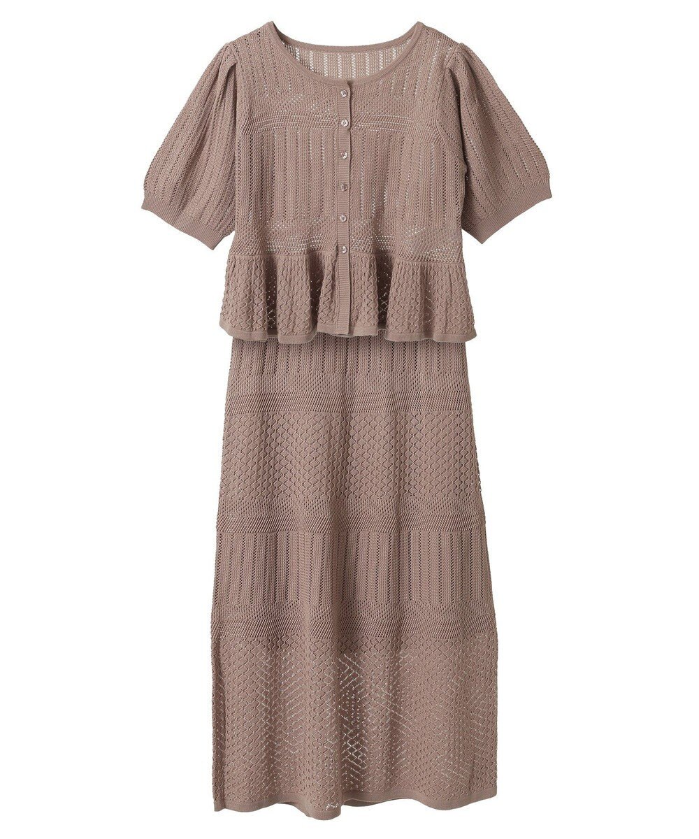 earth music&ecology ＳＥＴ２点レース編みペプラムカーデ＋スカート 