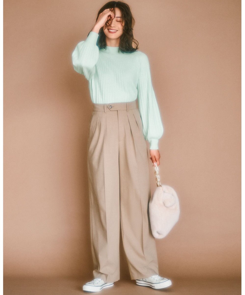 23区 L セミウーステッド モックネック ニット 