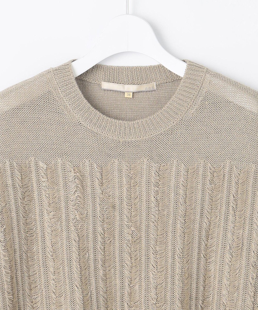 自由区 【XSサイズ～】リネンフリンジディテールフレンチスリーブ ニット 