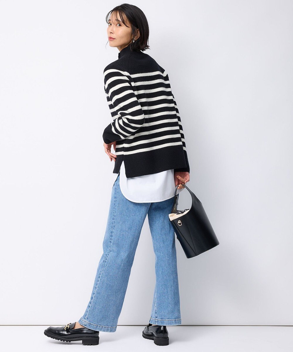 23区 S 【洗える】ウールカシミヤ パネルボーダー ニット 