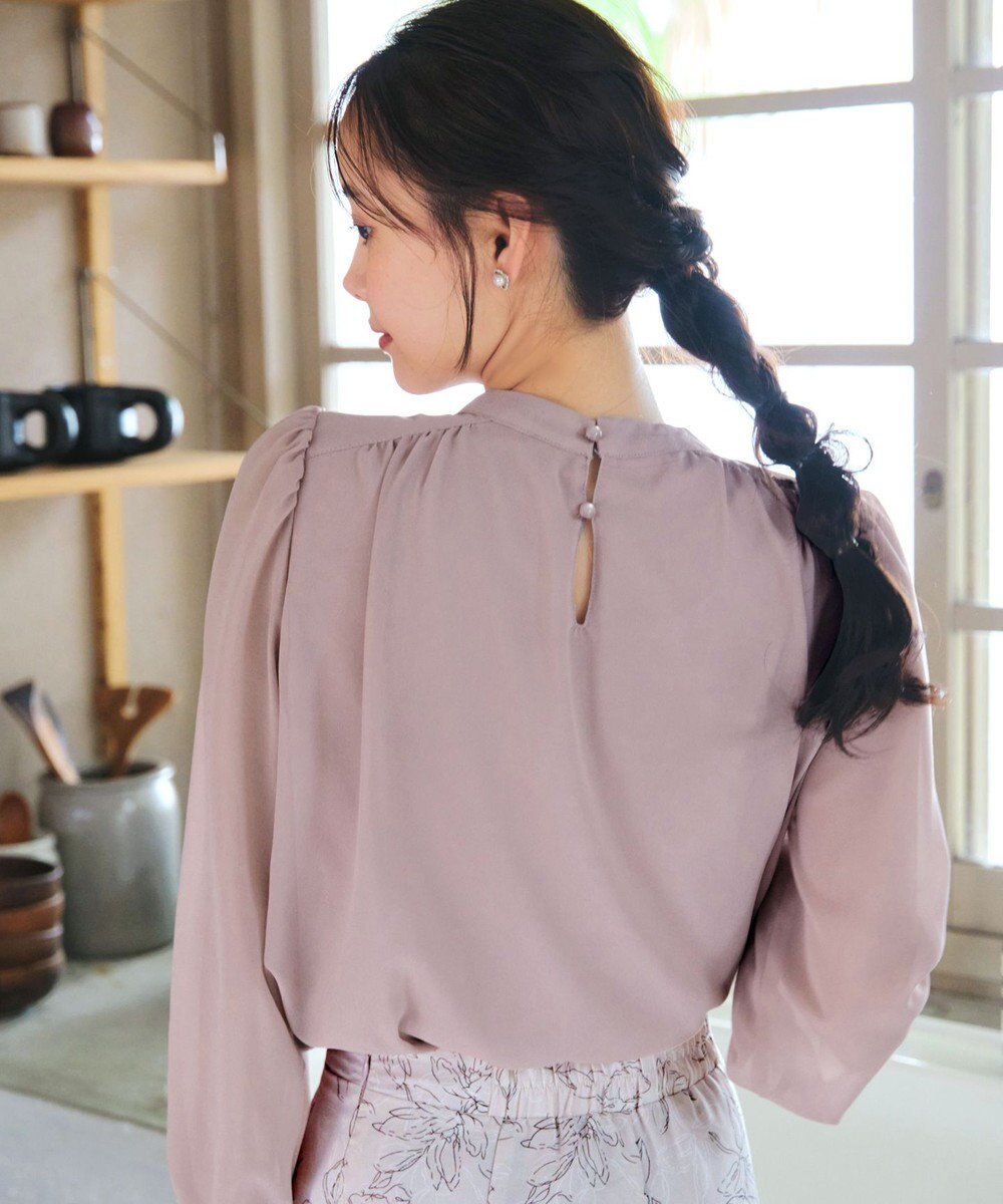 Tiaclasse 【洗える】シフォンシャーリングブラウス 