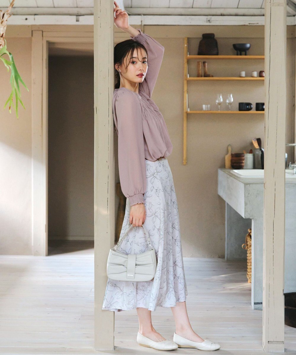 Tiaclasse 【洗える】シフォンシャーリングブラウス 