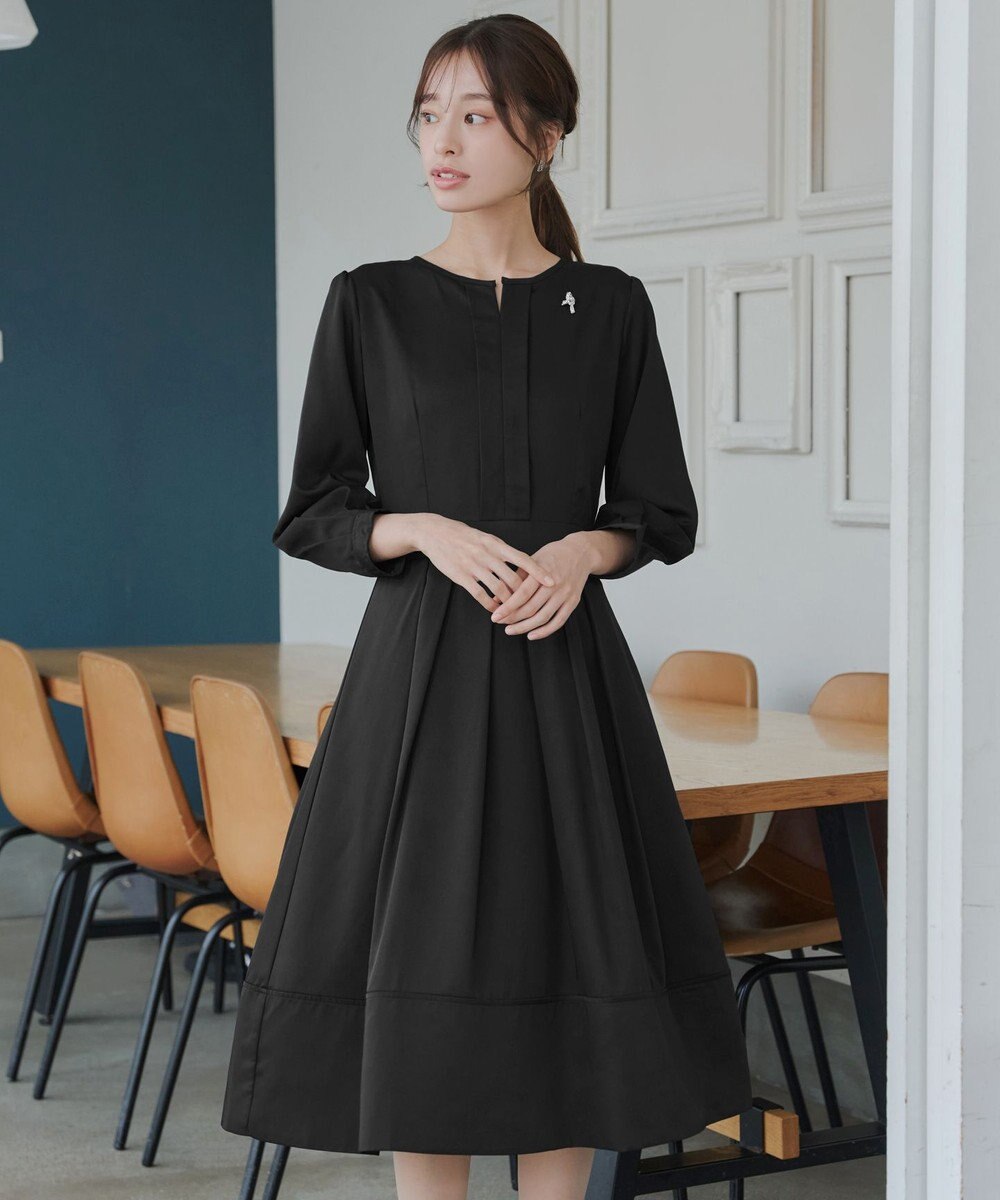 Tiaclasse L 【セレモニー・XSサイズ(5号)追加・新色追加・洗える】キーネックフレアワンピース 