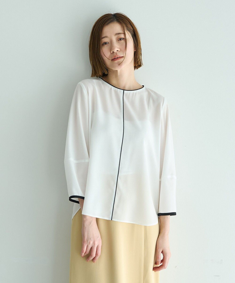 YECCA VECCA 配色パイピングブラウス 