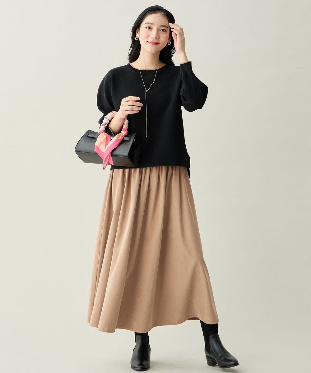 ANY L 【2SET】バイカラーニット×スエードスカートセット 