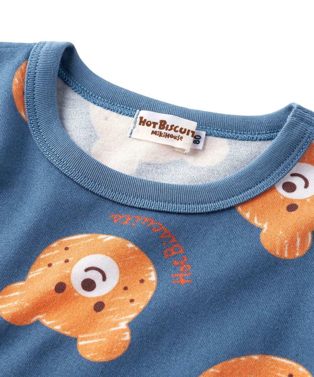 MIKI HOUSE HOT BISCUITS 【80-120cm】 ビーンズフェイスプリント 腹巻き付き長袖パジャマ 