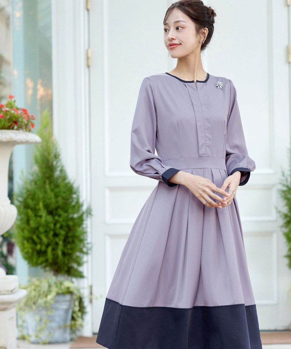 Tiaclasse L 【セレモニー・XSサイズ(5号)追加・新色追加・洗える】キーネックフレアワンピース 