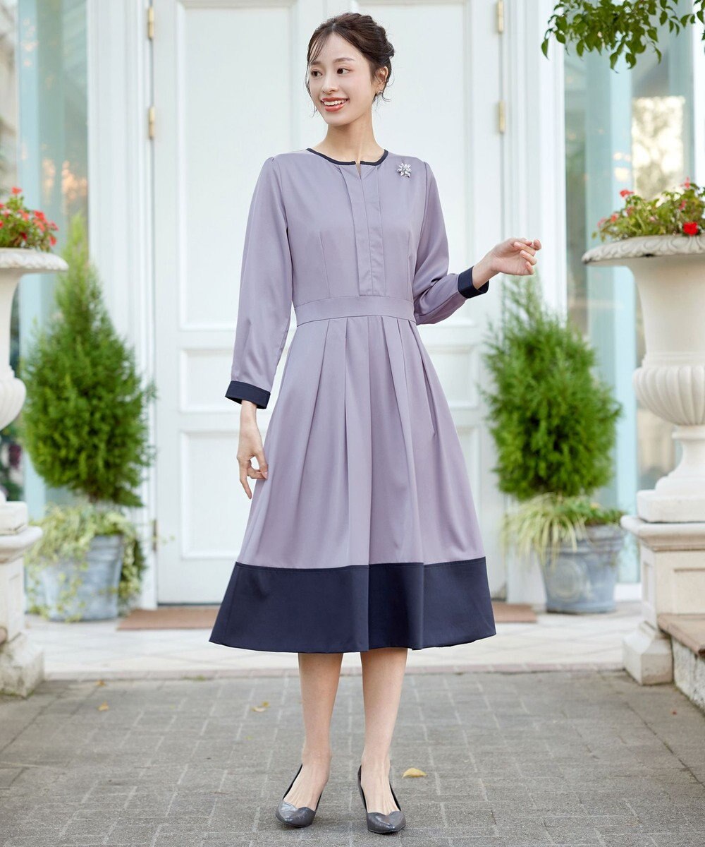 Tiaclasse L 【セレモニー・XSサイズ(5号)追加・新色追加・洗える】キーネックフレアワンピース 